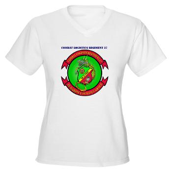 CLR37 - A01 - 04 - Combat Logistics Regiment 37 with Text - Women's V-Neck T-Shirt